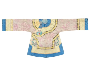 Chinese Qing Dynasty Powder Jacquard Satin-trimmed Women's Jacket
