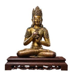 Chinese Ming Dynasty Gilded Bronze Seated Buddha