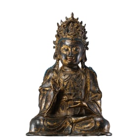 Chinese Ming Dynasty Gilded Bronze Seated Buddha