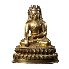 Chinese Ming Dynasty Gilded Bronze Seated Buddha