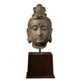 Chinese Tang Dynasty Bluestone Buddha Head