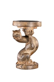 Chinese Tang Dynasty Bluestone Lion Candlestick