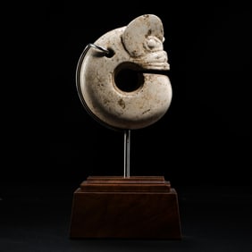 Chinese Neolithic Hongshan Culture Chicken Bone White Jade Pig Dragon