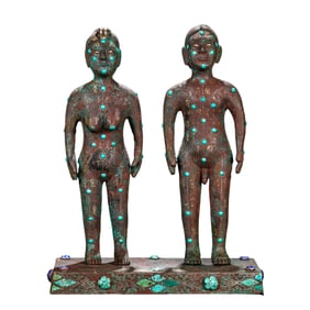 pair of gold and silver acupuncture practitioners from the Warring States Period of China