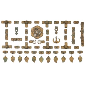 A set of Chinese Liao Dynasty gilt-bronze horse harnesses