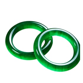 A pair of Chinese Qing Dynasty jewellery jade bracelets