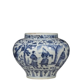 Chinese Yuan Dynasty Blue and White Character Story Jar