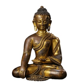 Chinese Ming Dynasty Gilded Bronze Seated Buddha
