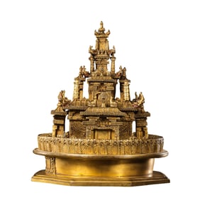 Chinese Qing Dynasty Gilded Bronze Mandala
