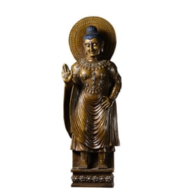 Chinese Ming Dynasty Alloy Bronze Buddha Standing Statue