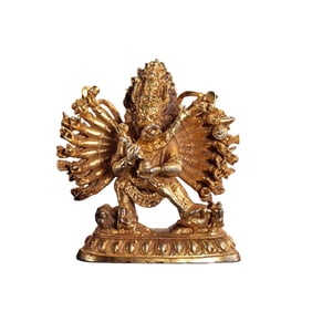 A Chinese Qing Dynasty Gilded Bronze Standing Buddha Statue of Vajrapani