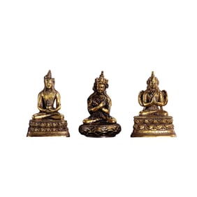 A Group of Chinese Qing Dynasty Gilded Bronze Seated Buddha Figures