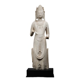 Standing white marble Buddha statue from the Tang Dynasty, China