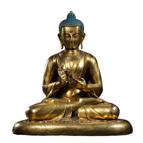 Chinese Ming Dynasty Gilded Bronze Seated Buddha