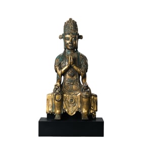 Gilt-bronze statue of a seated Buddha from the Dali Kingdom, 10th century