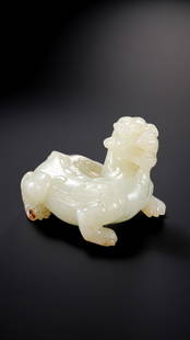 Chinese Han Dynasty white jade to ward off evil spirits: H. 4.5 cm. W. 5.5 cm. Weight. 128 gram.