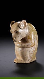 Chinese Han Dynasty Jade Monkey: H. 6.5 cm. W. 4 cm. Weight. 132 gram.