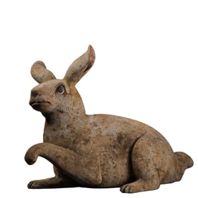 Chinese Han Dynasty Painted Pottery Rabbit