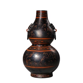 Chinese Han Dynasty wooden painted gourd bottle