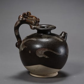Chinese Tang Dynasty Lushan flower glaze dragon handle pot