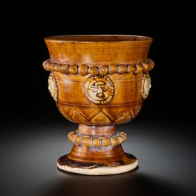 Chinese Sui Dynasty yellow glaze pasted high-foot cup