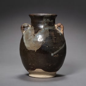 Chinese Tang Dynasty Lushan flower-glazed double-handled vase