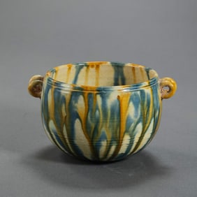 Chinese Tang Dynasty three-color hanging blue double-cord jar