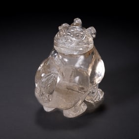 Chinese Qing Dynasty crystal auspicious beast incense burner