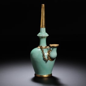 Chinese Song Dynasty Celadon Gold-plated Vase