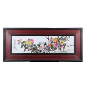 Porcelain panel painting hanging screen by Wang Bu, a 20th-century Chinese art master