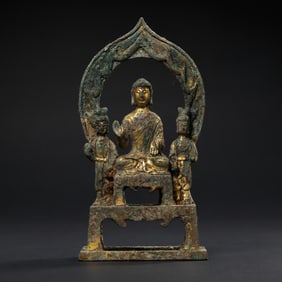 A Chinese Northern Wei Dynasty gilt-bronze seated Buddha statue