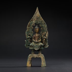 A Chinese Northern Wei Dynasty gilt-bronze seated Buddha statue