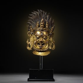 Chinese Ming Dynasty gilt bronze Buddha head