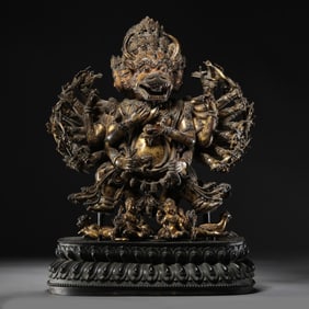 Chinese Qing Dynasty Gilt Bronze Standing Buddha