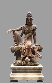Chinese Song Dynasty painted wooden statue of Avalokitesvara