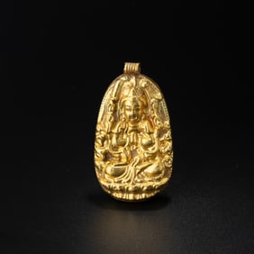 Tang Dynasty GoldAmulet Pendant – Depicting Seated Buddha – 13g