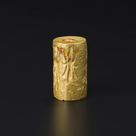 Near Eastern Ancient Bactrian 20k Gold Cylinder Seal [0.9 x 1.6cm, 4gram]