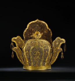 Chinese Liao Dynasty pure gold hat crown