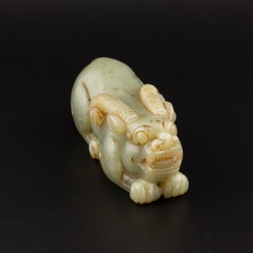 Chinese Celadon Jade Mythical Beast, Western Zhou Period[8.7 x 3.5cm, 194gram]