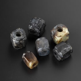 Collection OfAncient Chinese Western Zhou Dynasty Jade Stone Jade Beads [6pcs, 93gram]