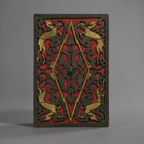 Square bronze mirror inlaid with gold and silver from the Warring States Period of China