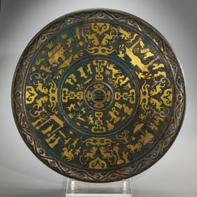 China's Warring States Period inlaid gold and silver bronze mirror