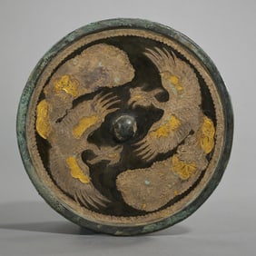 China's Warring States Period inlaid gold and silver bronze mirror