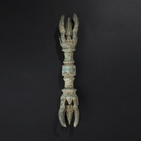 Ancient Khmer Bronze Ritual Vajra [3.7 x 20.5cm, 345gram]