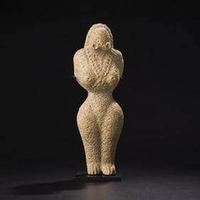 Near Eastern Bactrian White Marble Type Stone Deity Idol Woman Figurine Statue [7.8 x 23.5cm, 1.2kg]