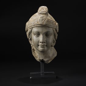 Greek Gandharan Art Carved Stone Head Sculpture