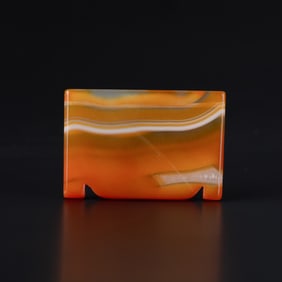 Antique Natural Orange Color Banded Agate Bead [5.1 x 3.5cm, 23gram]