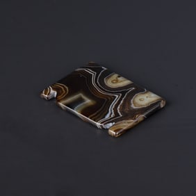 Antique Old Banded Agate Amulet Bead Pendant [5 x 3.5cm, 16gram]