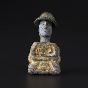 Central Asian Bactrain Rare Lapis Lazuli Seated Idol [3.6 x 6.6cm, 82gram]