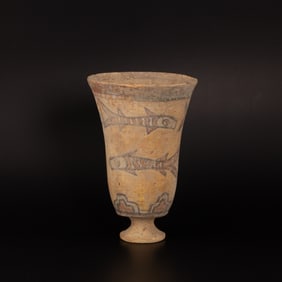 Indus Valley Terracotta Decorated 3 Colors Painted With Fish Motifs Cup Ca.3000-2000 BC